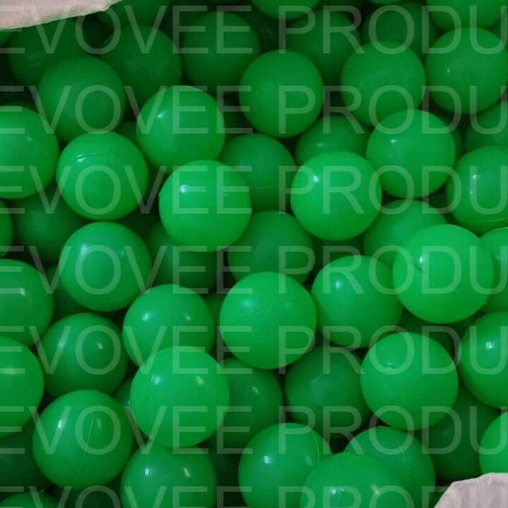Open bulk bag of green play balls