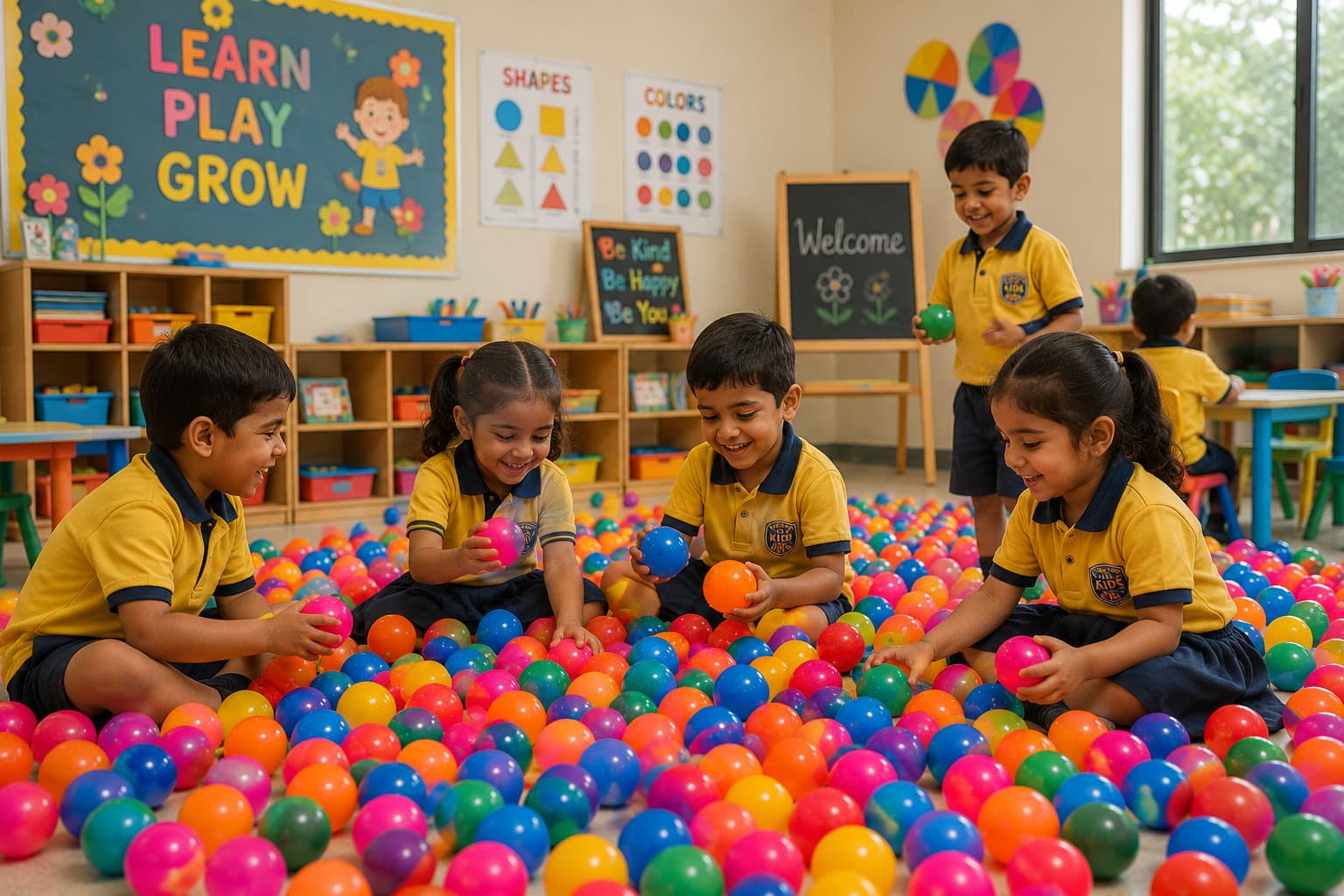 Kids play balls used in a preschool activity setting